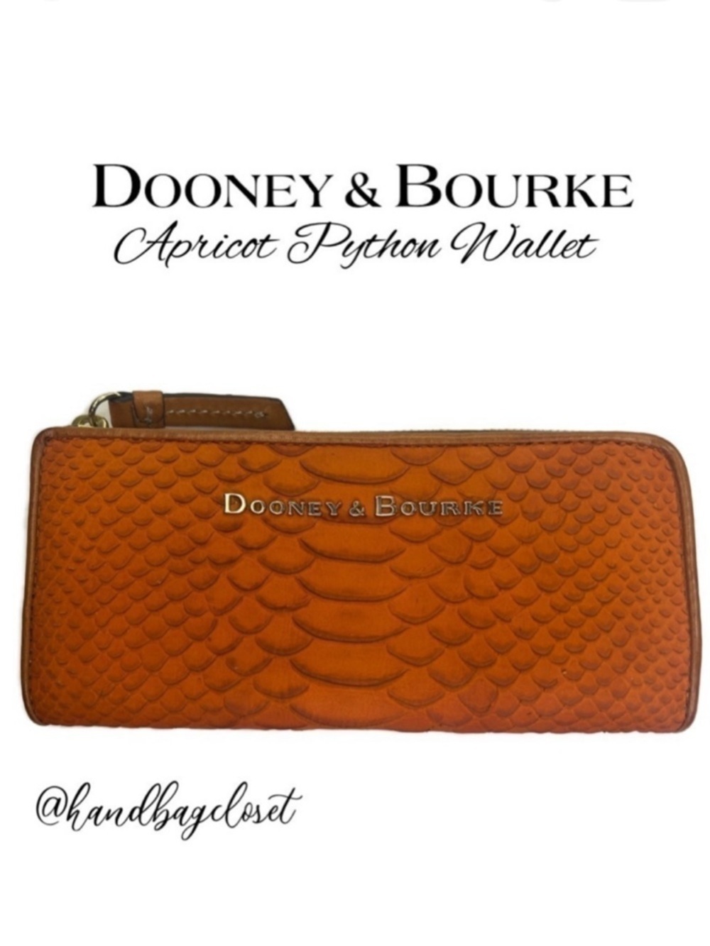Dooney And Bourke DB Apricot Peach Orange Python Wallet Claremont Caldwell